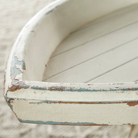 25" White Chinese Fir Coastal Accent Table